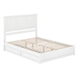 Felicity Queen Wood Platform Bed with Panel Footboard & Storage Drawers in White