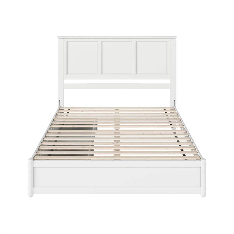 Felicity Queen Wood Platform Bed with Panel Footboard & Storage Drawers in White