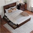 Felicity Queen Wood Platform Bed with Panel Footboard & Drawers in Walnut