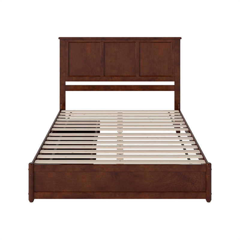 Felicity Queen Wood Platform Bed with Panel Footboard & Drawers in Walnut