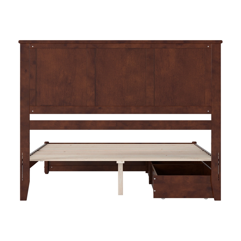Felicity Queen Wood Platform Bed with Panel Footboard & Drawers in Walnut