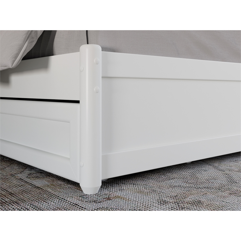 Felicity King Wood Platform Bed with Panel Footboard & Storage Drawers in White