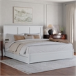 Felicity King Wood Platform Bed with Panel Footboard & Storage Drawers in White