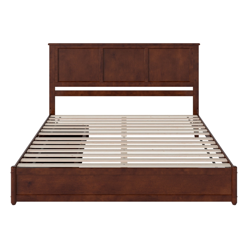 Felicity King Wood Platform Bed with Panel Footboard & Storage Drawers in Walnut