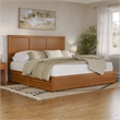Felicity King Wood Platform Bed with Panel Footboard & Drawers in Light Toffee