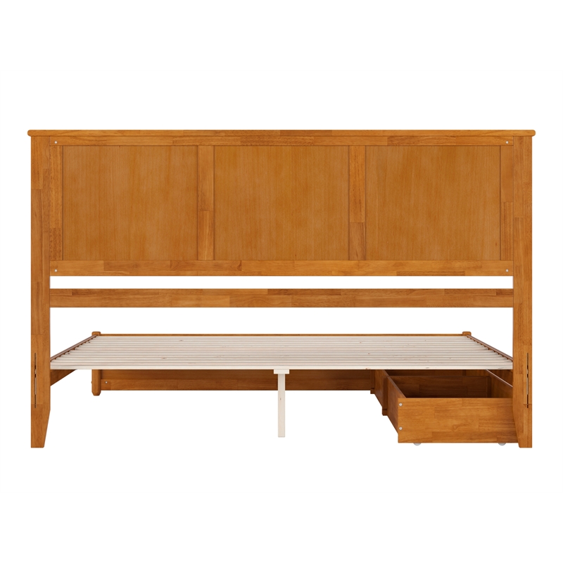 Felicity King Wood Platform Bed with Panel Footboard & Drawers in Light Toffee