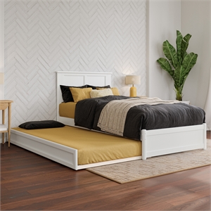 Felicity Twin XL Wood Platform Bed with Panel Footboard & TXL Trundle in White