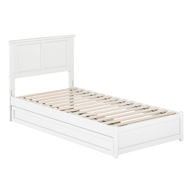 Felicity Twin XL Wood Platform Bed with Panel Footboard & TXL Trundle in White