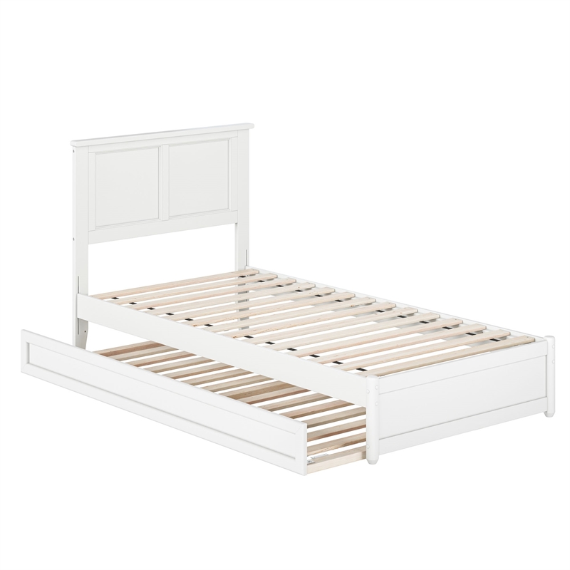 Felicity Twin XL Wood Platform Bed with Panel Footboard & TXL Trundle in White