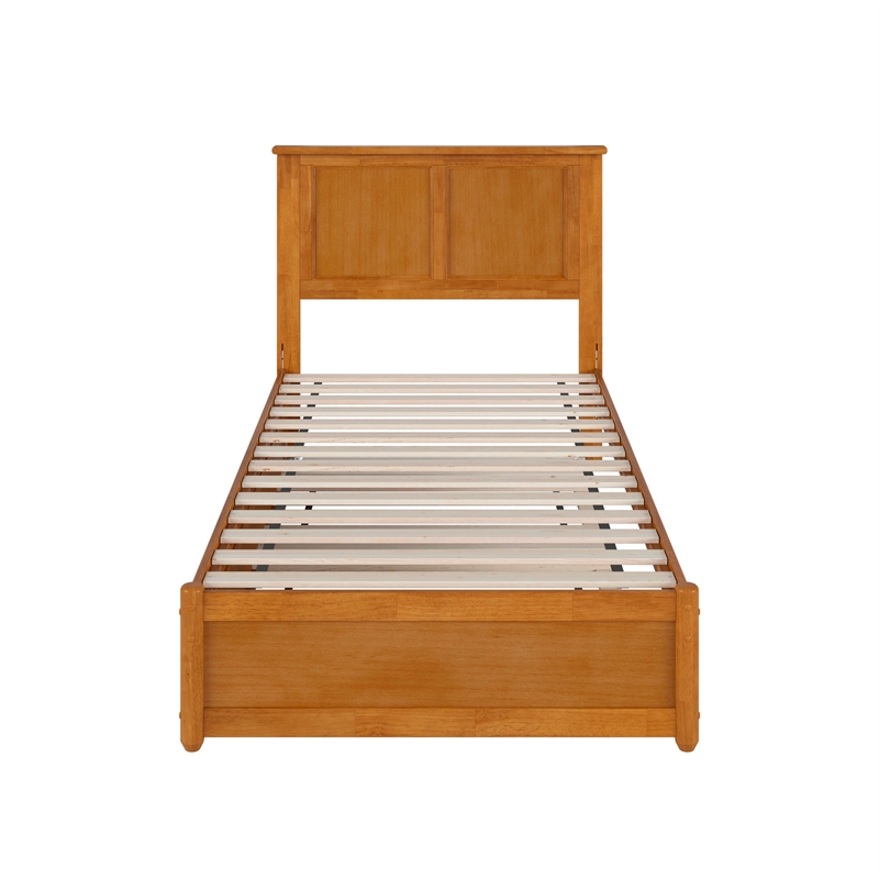 Felicity Twin XL Platform Bed with Panel Footboard & TXL Trundle in Light Toffee