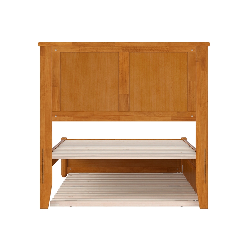 Felicity Twin XL Platform Bed with Panel Footboard & TXL Trundle in Light Toffee