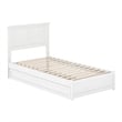 Felicity Twin Wood Platform Bed with Panel Footboard and Twin Trundle in White