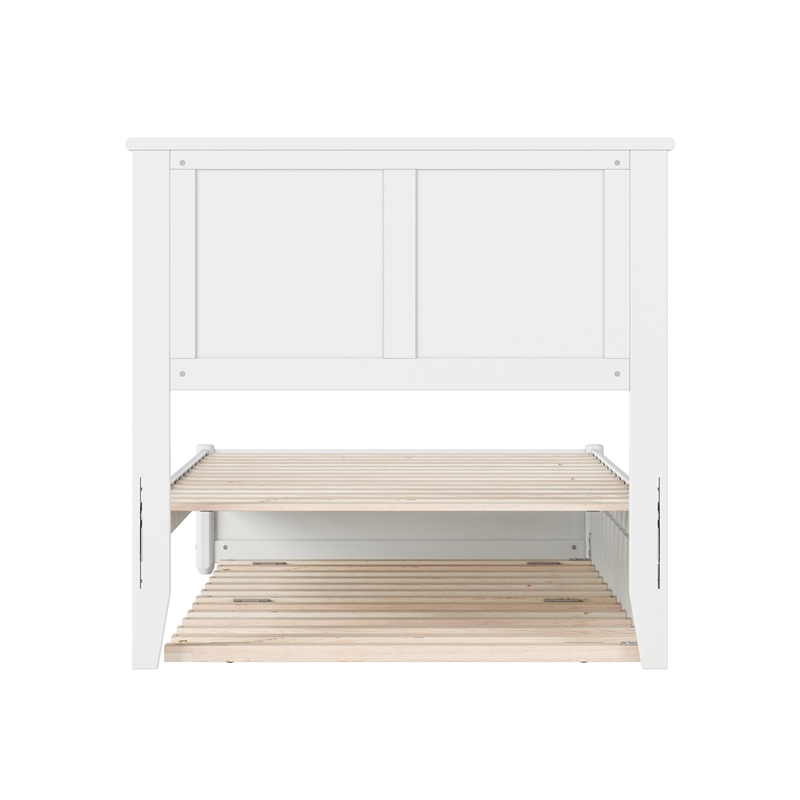 Felicity Twin Wood Platform Bed with Panel Footboard and Twin Trundle in White