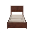 Felicity Twin Wood Platform Bed with Panel Footboard and Twin Trundle in Walnut