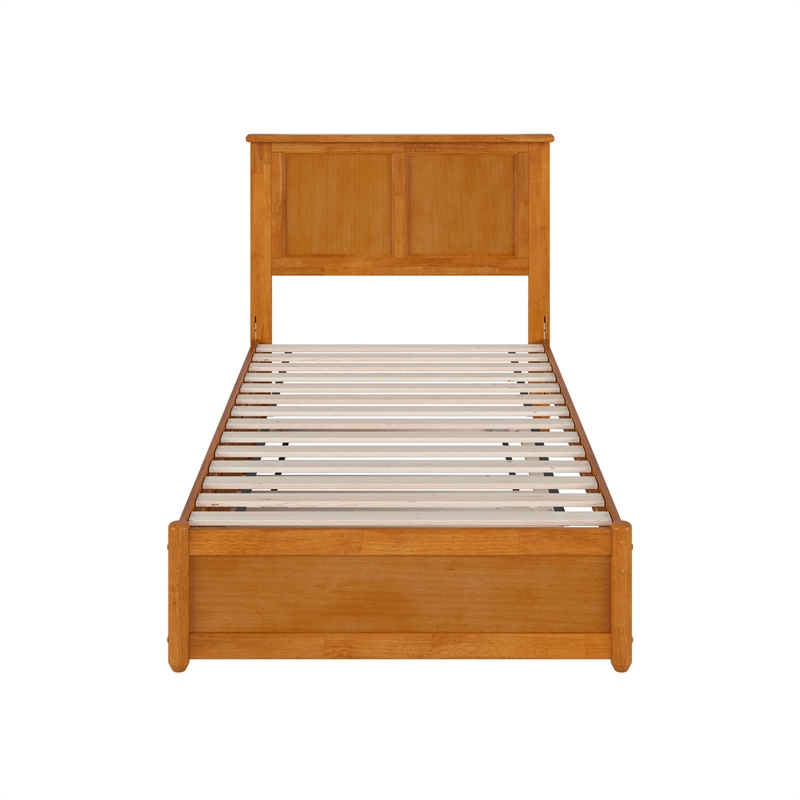 Felicity Twin Platform Bed with Panel Footboard & Twin Trundle in Light Toffee