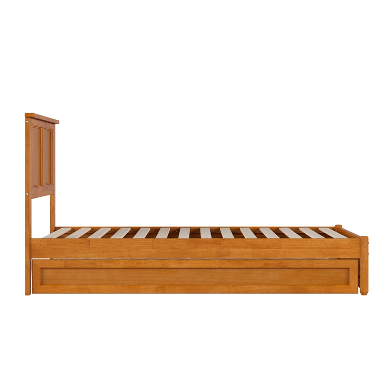 Felicity Twin Platform Bed with Panel Footboard & Twin Trundle in Light Toffee