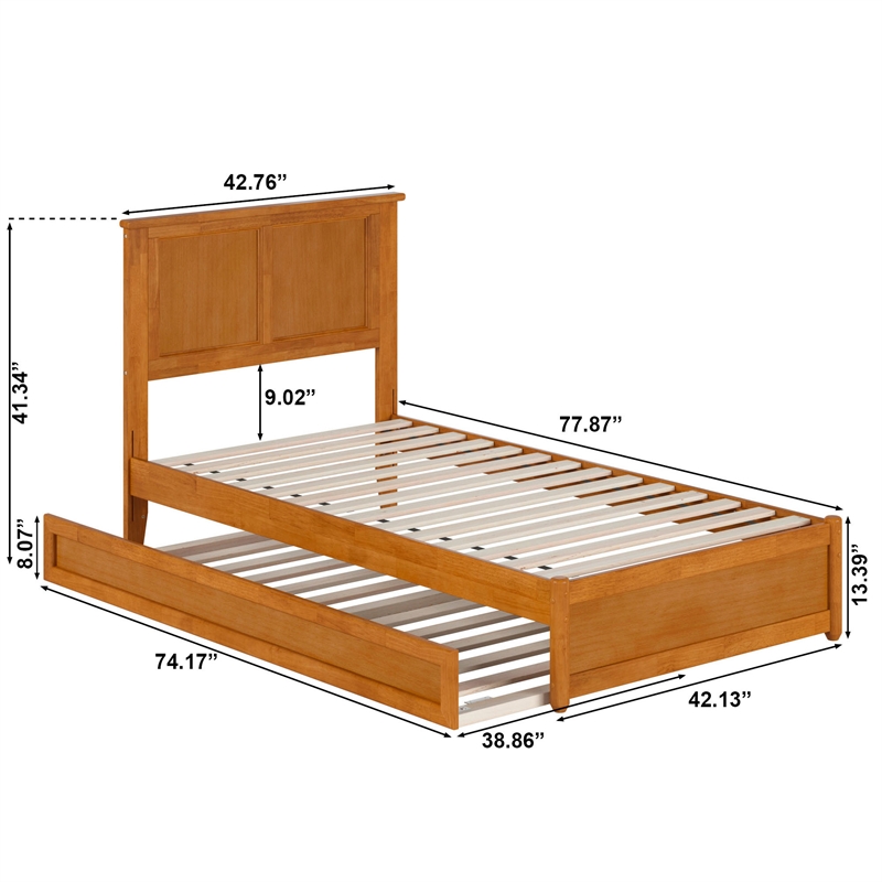 Felicity Twin Platform Bed with Panel Footboard & Twin Trundle in Light Toffee