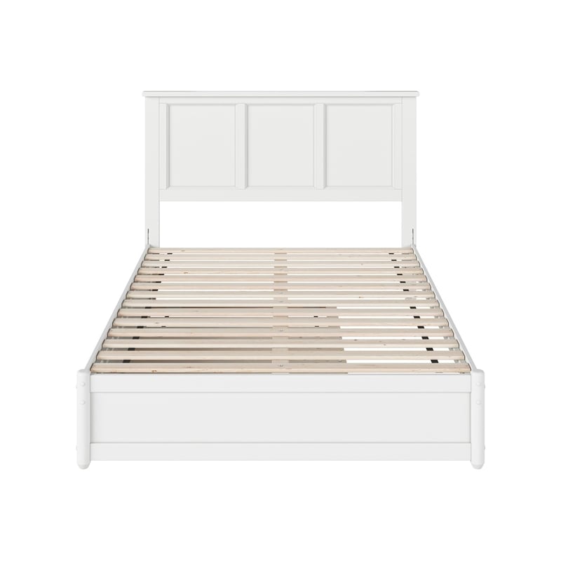 Felicity Full Wood Platform Bed with Panel Footboard and Twin Trundle in White