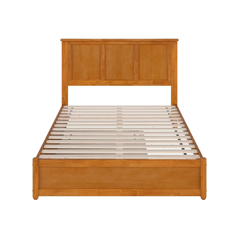 Felicity Full Platform Bed with Panel Footboard & Twin Trundle in Light Toffee
