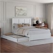 Felicity Queen Wood Platform Bed with Panel Footboard & Twin XL Trundle in White