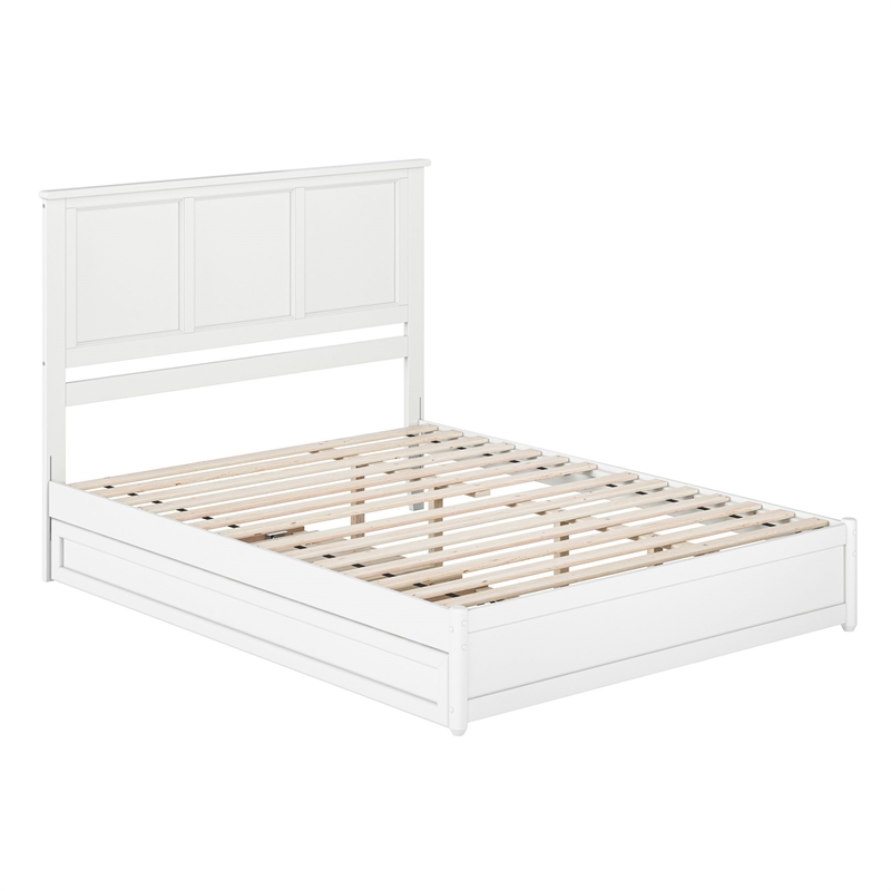 Felicity Queen Wood Platform Bed with Panel Footboard & Twin XL Trundle in White