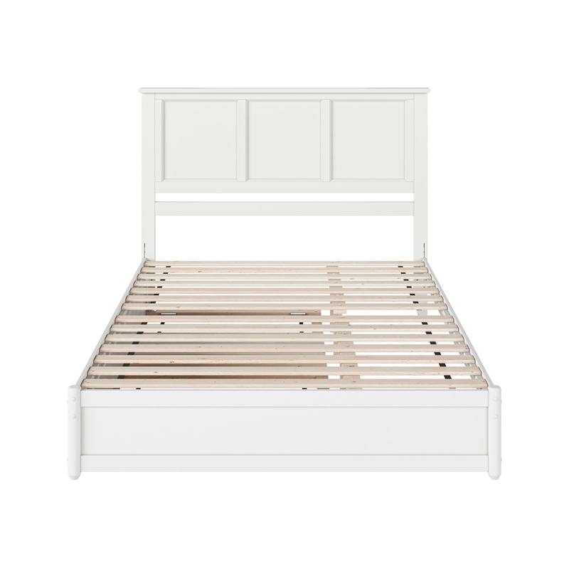 Felicity Queen Wood Platform Bed with Panel Footboard & Twin XL Trundle in White