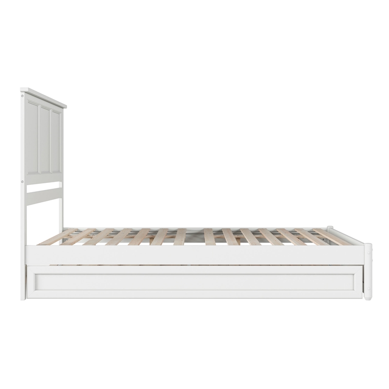 Felicity Queen Wood Platform Bed with Panel Footboard & Twin XL Trundle in White