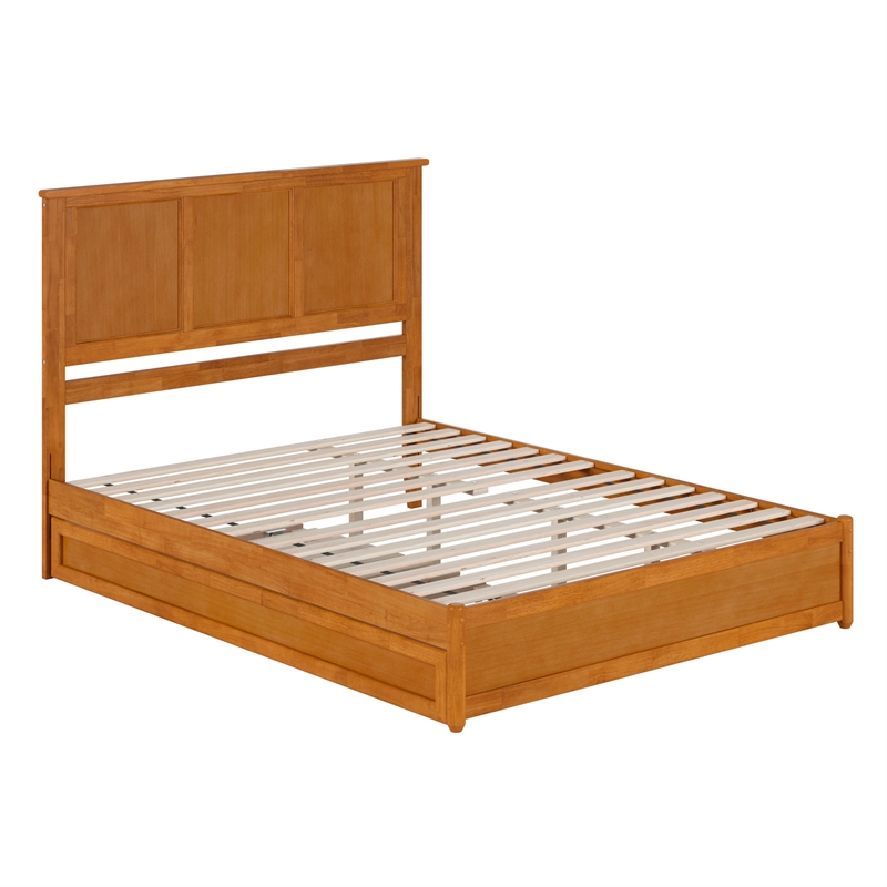 Felicity Queen Platform Bed with Panel Footboard & TXL Trundle in Light Toffee