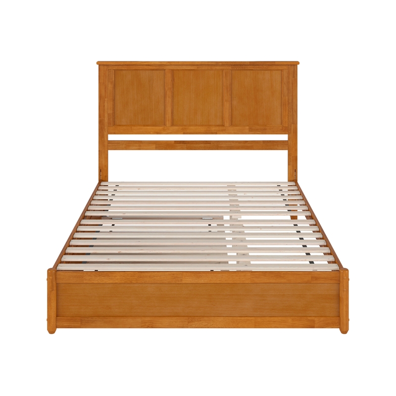 Felicity Queen Platform Bed with Panel Footboard & TXL Trundle in Light Toffee
