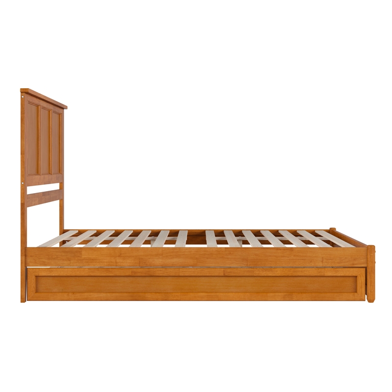 Felicity Queen Platform Bed with Panel Footboard & TXL Trundle in Light Toffee
