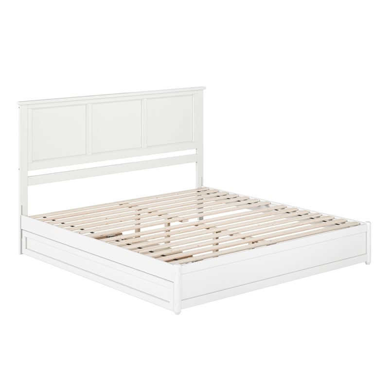 Felicity King Wood Platform Bed with Panel Footboard & Twin XL Trundle in White