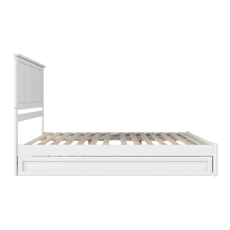 Felicity King Wood Platform Bed with Panel Footboard & Twin XL Trundle in White