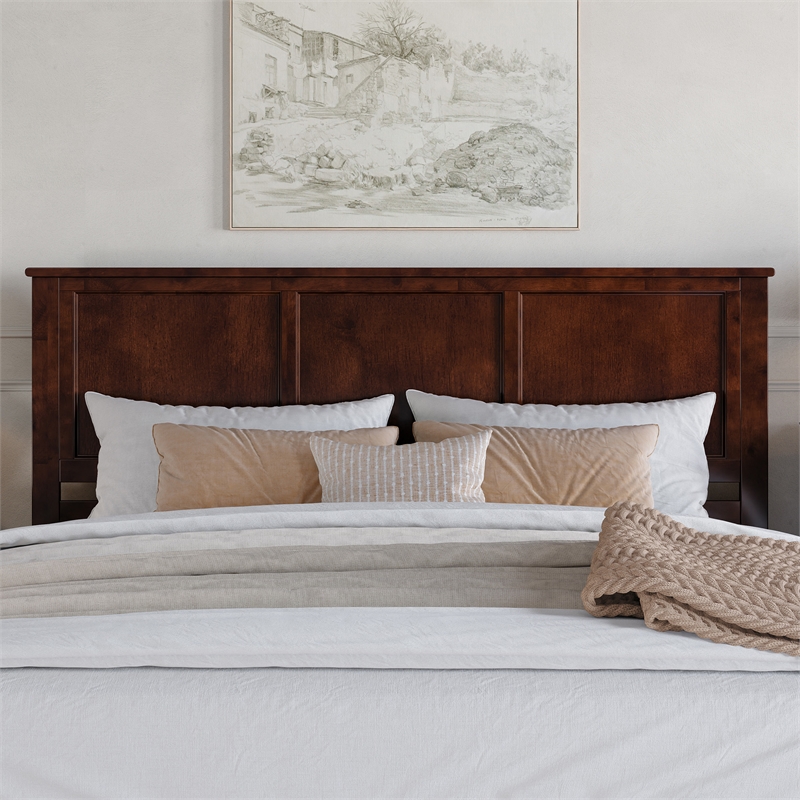 Felicity King Wood Platform Bed with Panel Footboard & Twin XL Trundle in Walnut