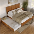 Felicity King Platform Bed with Panel Footboard & TXL Trundle in Light Toffee
