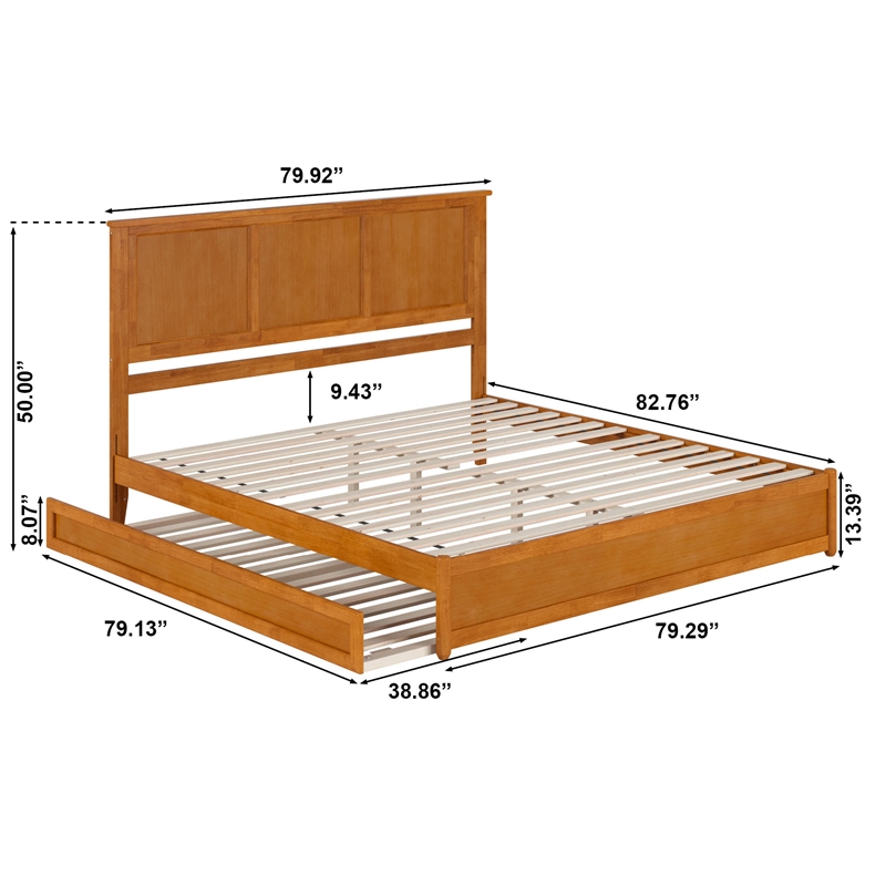 Felicity King Platform Bed with Panel Footboard & TXL Trundle in Light Toffee