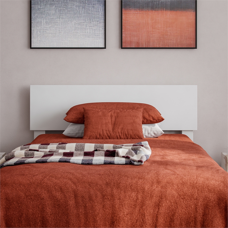 Wesley Twin XL Wood Platform Bed with Panel Footboard & Storage Drawers in White