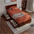Wesley Twin XL Wood Platform Bed with Panel Footboard & Drawers in Walnut