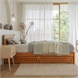 Wesley Twin XL Wood Platform Bed with Panel Footboard & Drawers in Light Toffee