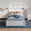 Wesley Twin Wood Platform Bed with Panel Footboard and Storage Drawers in White