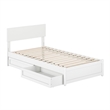 Wesley Twin Wood Platform Bed with Panel Footboard and Storage Drawers in White