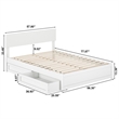 Wesley Full Wood Platform Bed with Panel Footboard and Storage Drawers in White