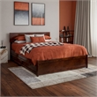Wesley Full Wood Platform Bed with Panel Footboard and Storage Drawers in Walnut