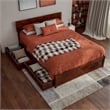 Wesley Full Wood Platform Bed with Panel Footboard and Storage Drawers in Walnut