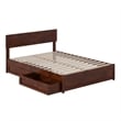 Wesley Full Wood Platform Bed with Panel Footboard and Storage Drawers in Walnut