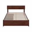 Wesley Full Wood Platform Bed with Panel Footboard and Storage Drawers in Walnut