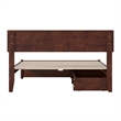 Wesley Full Wood Platform Bed with Panel Footboard and Storage Drawers in Walnut