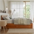 Wesley Full Wood Platform Bed with Panel Footboard & Drawers in Light Toffee