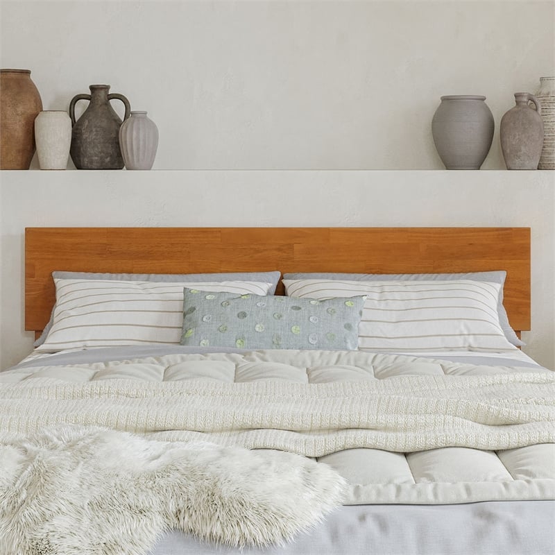 Wesley Full Wood Platform Bed with Panel Footboard & Drawers in Light Toffee