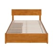 Wesley Full Wood Platform Bed with Panel Footboard & Drawers in Light Toffee