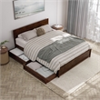 Wesley Queen Wood Platform Bed with Panel Footboard & Storage Drawers in Walnut
